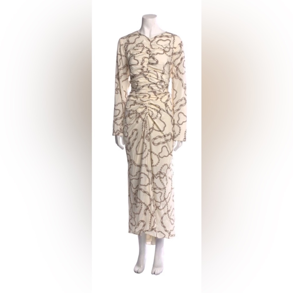 Veronica Beard Cream and Brown Long Sleeve Dress